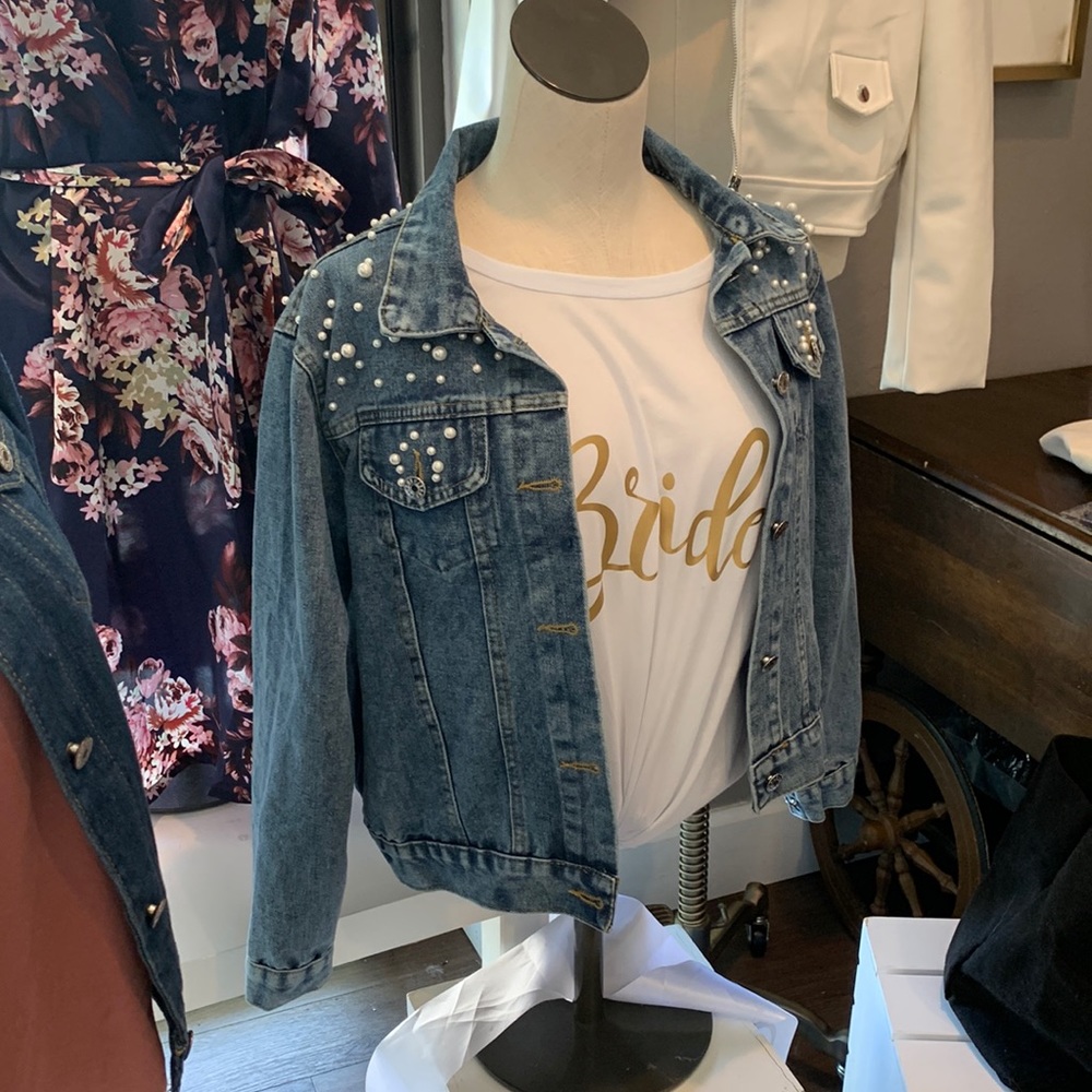 Pearl Jean Jacket Wedding Bride Personalized